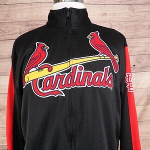St. Louis Cardinals Stitches Track Jacket Mens L Black MLB Baseball Full Zip